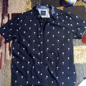 Black palm tree button down shirt